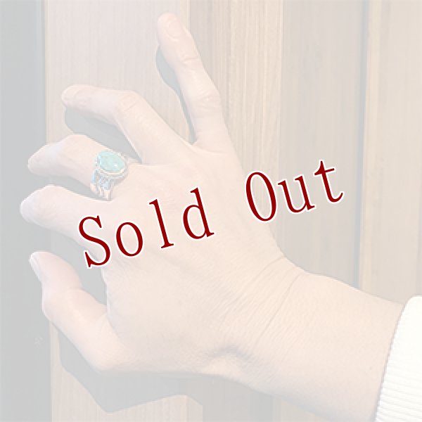 画像4: ナバホ族 Sunshine Reeves 3/8” ターコイズMt. スタンプ リング 22号 (4)