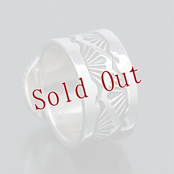 画像3: ナバホ族 Sunshine Reeves 3/8” ターコイズMt. スタンプ リング 8号 (3)