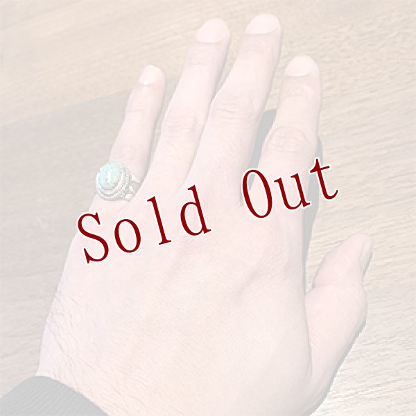 画像4: ナバホ族 Sunshine Reeves 3/8” ターコイズMt. スタンプ リング 8号 (4)