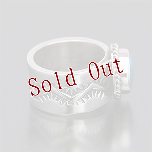 画像2: ナバホ族 Sunshine Reeves 3/8” モレンシ スタンプ リング 6号 (2)