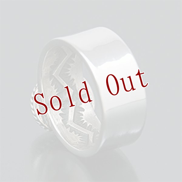 画像3: ナバホ族 Sunshine Reeves 3/8” ブルージェム プレーン/スタンプ リング 21号 (3)