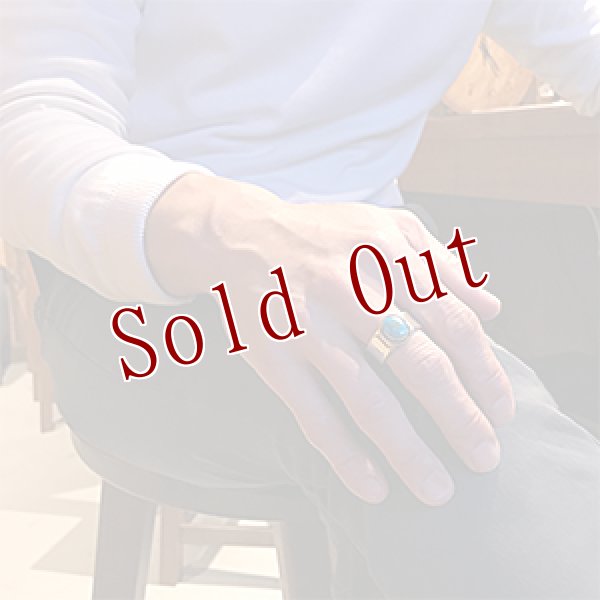 画像4: ナバホ族 Sunshine Reeves 3/8” ブルージェム プレーン/スタンプ リング 21号 (4)