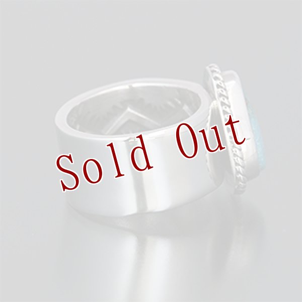 画像3: ナバホ族 Sunshine Reeves 3/8” ロイストーン プレーン/スタンプ リング 9号 (3)