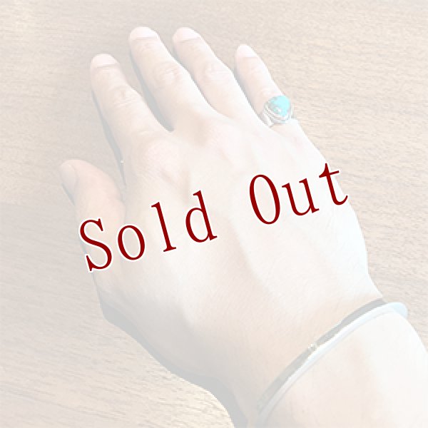 画像4: ナバホ族 Sunshine Reeves 3/8” ロイストーン プレーン/スタンプ リング 9号 (4)