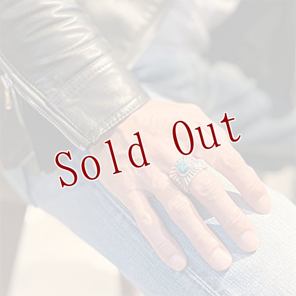 画像4: ナバホ族 Clendon Pete Apache Blue サンバースト リング 22号 (4)