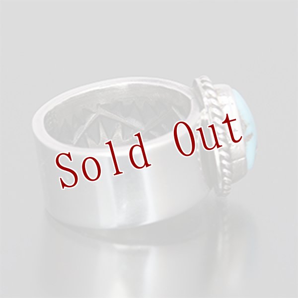 画像3: ナバホ族 Sunshine Reeves 3/8” キングマン プレーン/スタンプ リング 11号 (3)