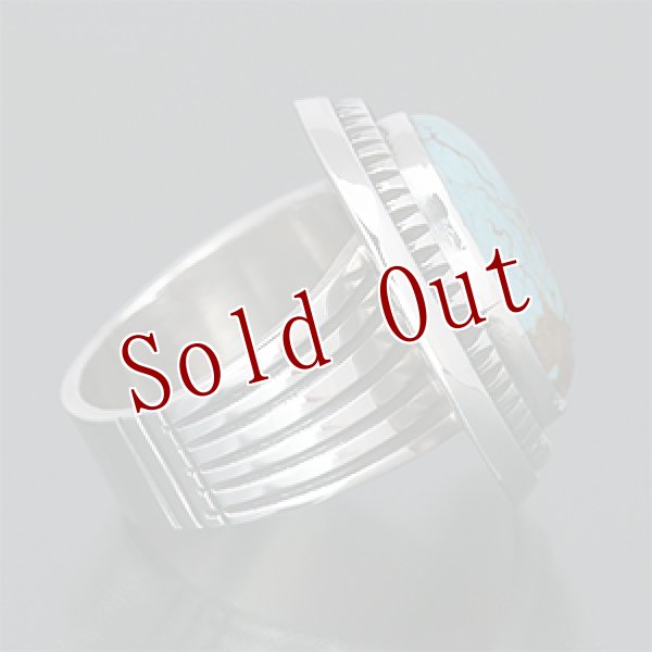 画像2: ナバホ族 Leonard Nez ナンバーエイト シャドーボックス リング 15号 (2)