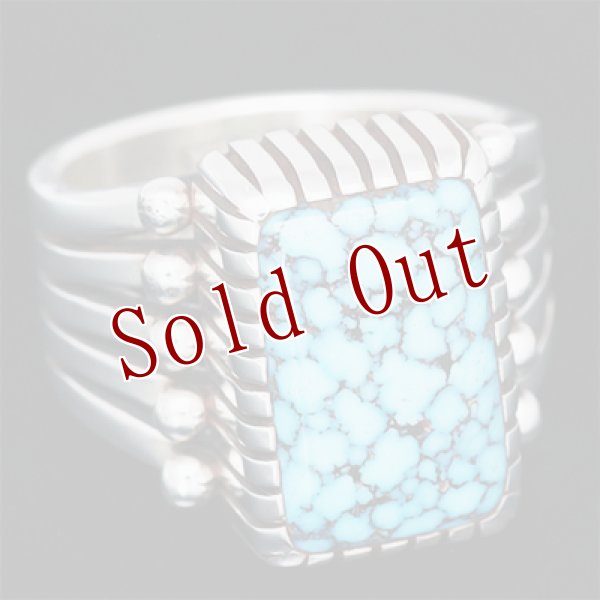 画像3: ナバホ族 Howard Nelson キングマン ターコイズ 長方形 リング 12号 (3)