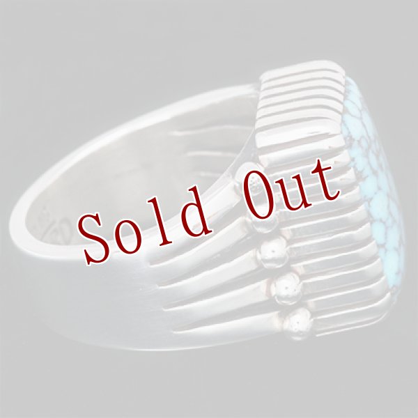 画像4: ナバホ族 Howard Nelson キングマン ターコイズ 長方形 リング 12号 (4)