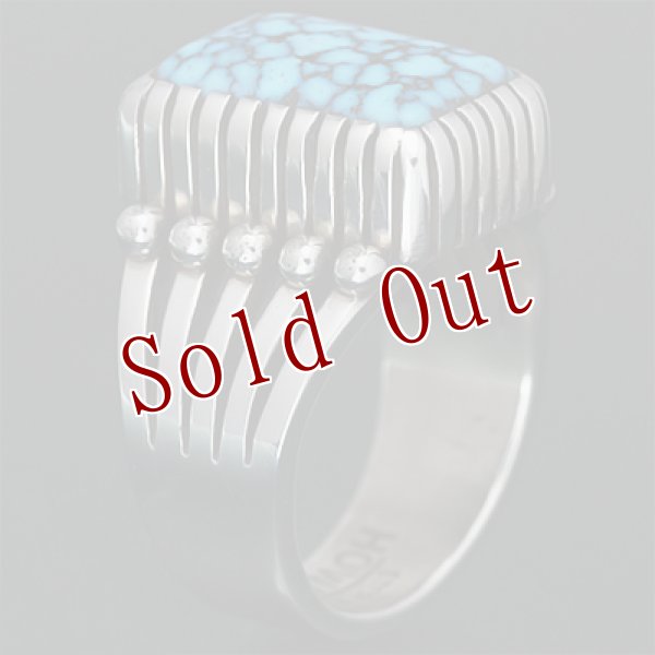 画像6: ナバホ族 Howard Nelson キングマン ターコイズ 長方形 リング 12号 (6)