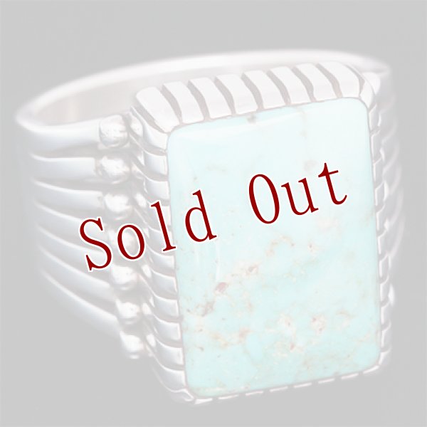 画像3: ナバホ族 Howard Nelson ロイストーン ターコイズ 長方形 リング 24号 (3)