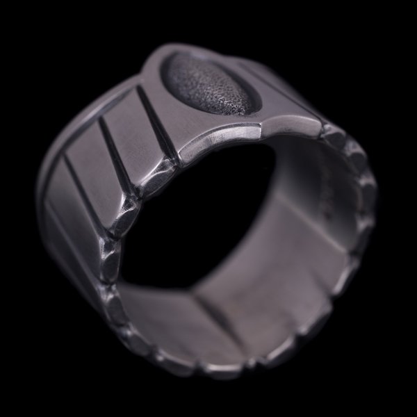 画像2: ナバホ族 Jacob D. Morgan イーグル バンプアウト プレーン リング 24.5号 (2)