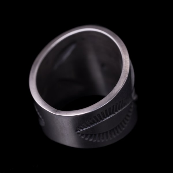 画像6: ナバホ族 Jacob D. Morgan バンプアウト/スタンプ シルバー リング 19.5号 (6)