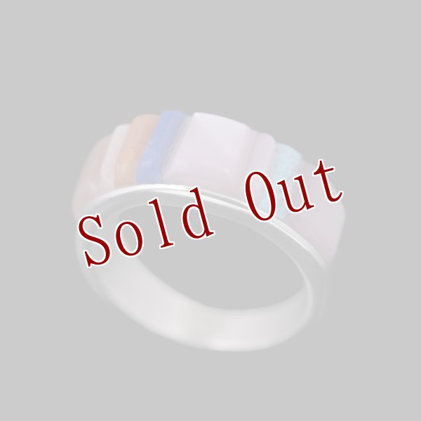 画像1: ナバホ族 Veronica Benally マルチストーン コーンロー インレイ リング 6号 (1)