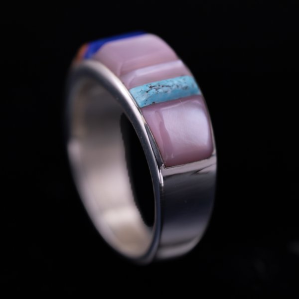 画像3: ナバホ族 Veronica Benally マルチストーン コーンロー インレイ リング 6号 (3)