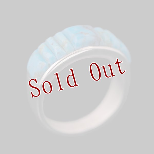 画像2: ナバホ族 Veronica Benally ターコイズ コーンローインレイ リング 10号 (2)