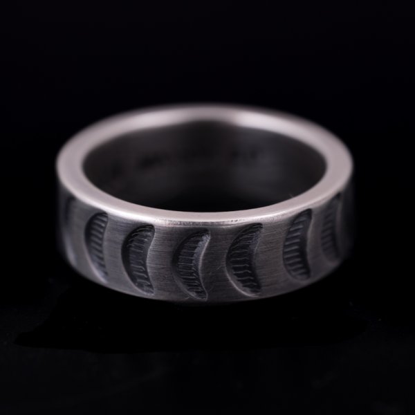 画像4: ナバホ族 Jacob D. Morgan 1/4" 11ga ハンドスタンプ バンド リング 15.5号 (4)