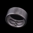 画像1: ナバホ族 Jacob D. Morgan 3/8" 12ga テクスチャー/スタンプ バンド リング 13.5号 (1)