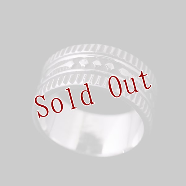 画像1: ナバホ族 Lyle Secatero 3/8" フォーディレクション クラウド/レイン リング 23号 (1)