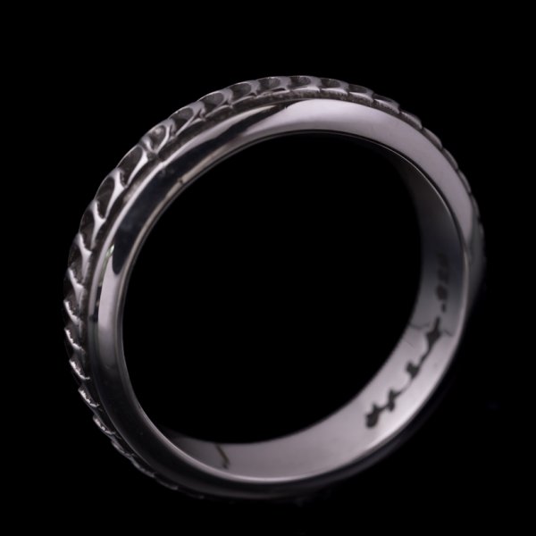 画像2: ナバホ族 Lyle Secatero #4ハーフラウンド ウォーター リング 23号 (2)