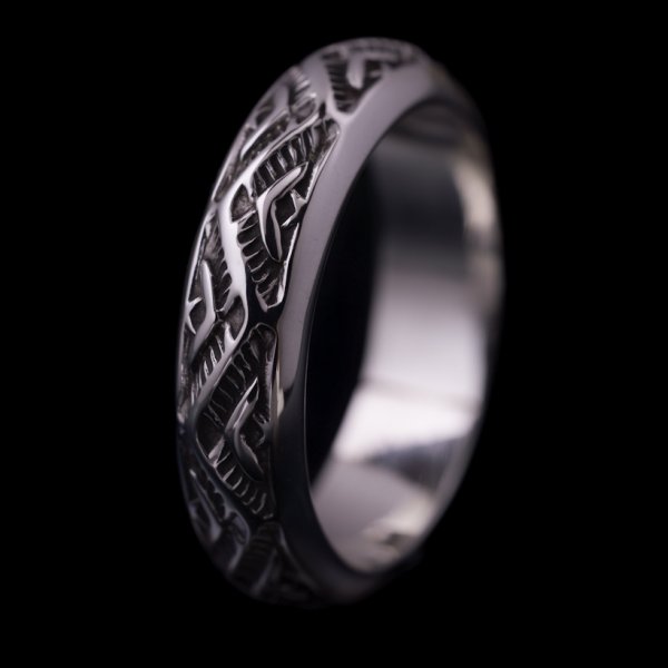 画像3: ナバホ族 Lyle Secatero #4ハーフラウンド ライトニング リング 17号 (3)