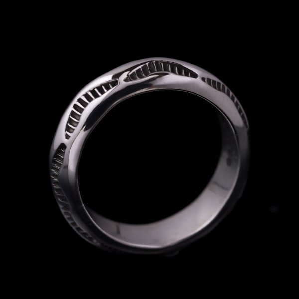 画像2: ナバホ族 Lyle Secatero #4ハーフラウンド ライトニング リング 14号 (2)