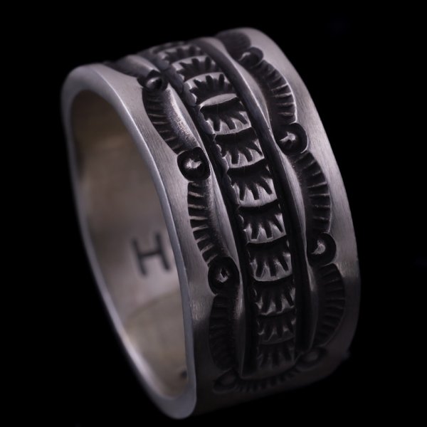 画像4: ナバホ族 Herman Smith 3/8" クラシックスタイル リング 18号 (4)