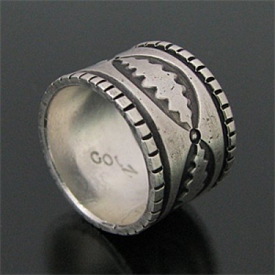 画像2: ナバホ族 Darryl Begay スタンプワーク コインシルバー リング 12.5号