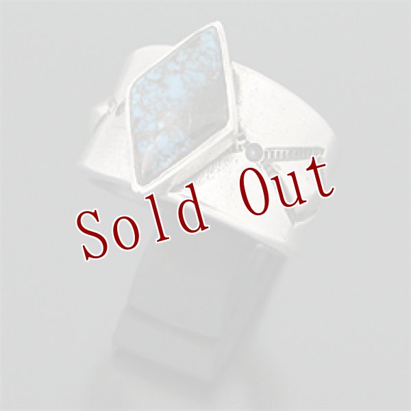 画像1: ナバホ族 Darryl Begay アパッチブルー コインシルバー リング 22号 (1)