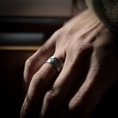 画像3: ナバホ族 Tanya Mace 3/8" SS スタンプ リング