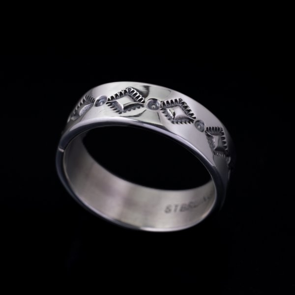 画像1: ナバホ族 Tanya Mace 1/4" SS スタンプ リング (1)