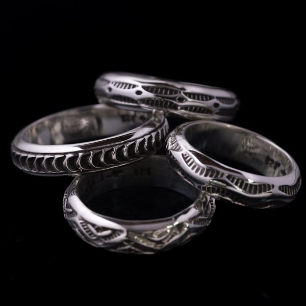 画像4: ナバホ族 Lyle Secatero #4ハーフラウンド ライトニング リング 17号 (4)