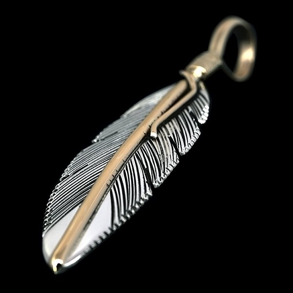 画像3: 【再入荷】ナバホ族 Harvey Mace 12KGF イーグルフェザー ペンダント M/ストレート チェーン付き (3)