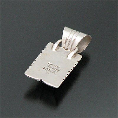 画像2: ナバホ族 Chester Benally ピンクシェル チャンネルインレイ ペンダントトップ