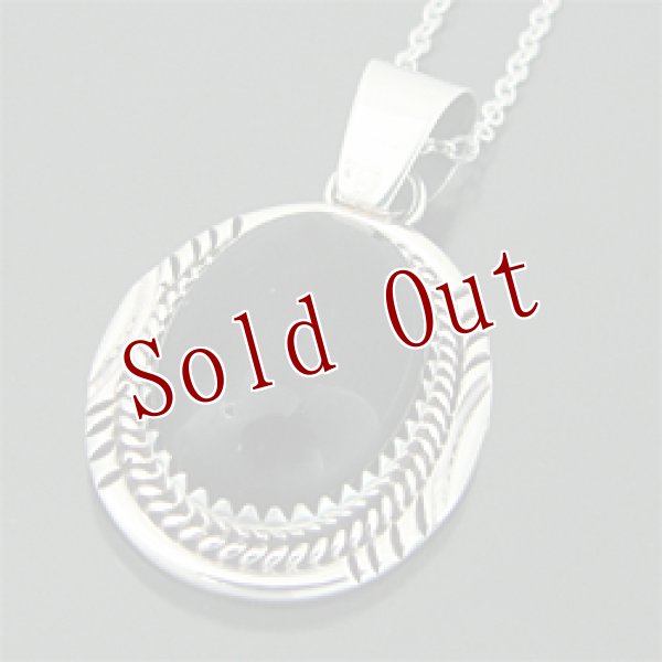 画像1: ナバホ族 オニキス オーバル ネックレス (1)