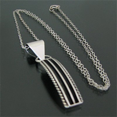 画像1: ナバホ族 1ライン シルバー ネックレス