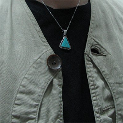 画像3: ナバホ族 Lonnie Willie ターコイズマウンテン トライアングル ネックレス