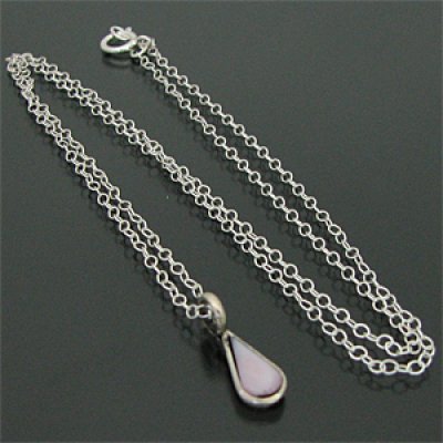 画像1: ナバホ族 ピンクシェル ティアドロップ ネックレス