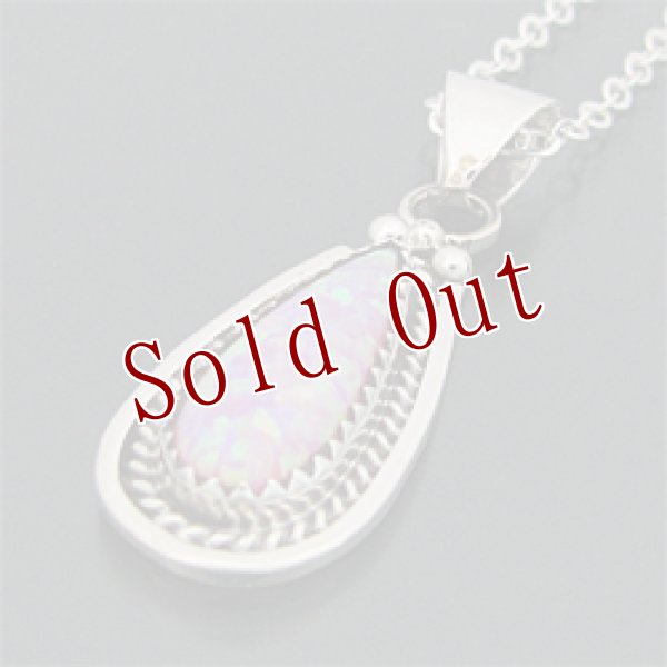 画像1: ナバホ族 ピンクオパール ティアドロップ ネックレス (1)