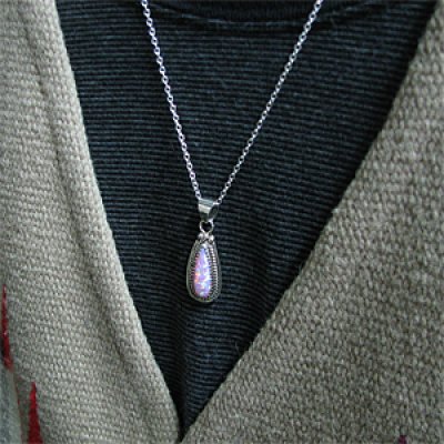 画像3: ナバホ族 ピンクオパール ティアドロップ ネックレス