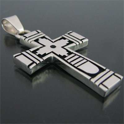 画像1: ナバホ族 Steven J. Begay オーバーレイ クロス ペンダント