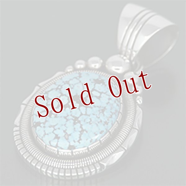 画像1: ナバホ族 Will Vandever キングマン ターコイズ ペンダント (1)