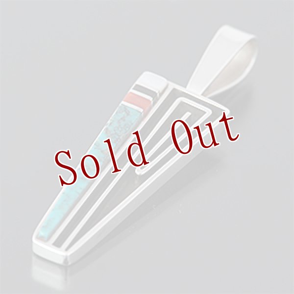 画像1: ナバホ族 Albert Nells マルチカラー インレイ ペンダント (1)