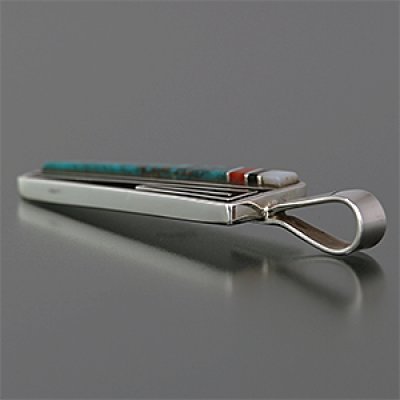 画像1: ナバホ族 Albert Nells マルチカラー インレイ ペンダント