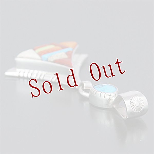 画像3: ナバホ族 David Tune マルチカラー インレイ モレンシ ペンダント (3)