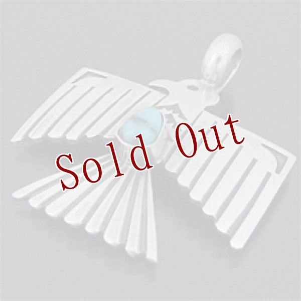 画像1: ナバホ族 Sunshine Reeves キングマン サンダーバード スタンプワーク ペンダント (1)