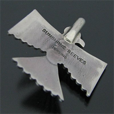 画像2: ナバホ族 Sunshine Reeves キングマン サンダーバード スタンプワーク ペンダント