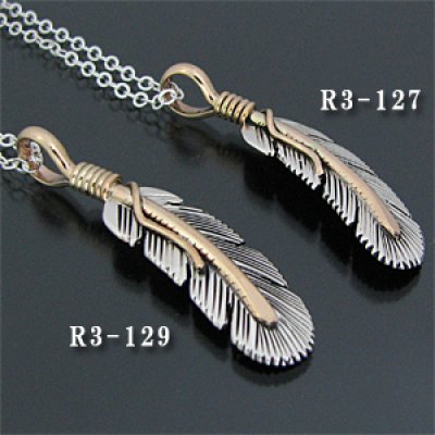 画像1: ナバホ族 Harvey Mace イーグルフェザー 12KGF ネックレス