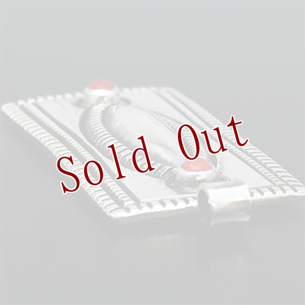 画像3: ナバホ族 Harrison Jim インゴットシルバー コーラル リポウズ ペンダント (3)