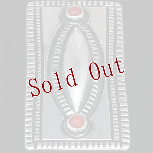 画像5: ナバホ族 Harrison Jim インゴットシルバー コーラル リポウズ ペンダント (5)